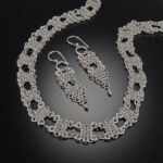 Necklace and earrings by artist Jen Brower