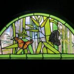 Butterfly and leaves stained glass