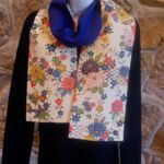 Floral silk scarf on mannequin by artist Cheryl Coccorese
