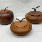 Wood bowls with lid with bent nails by artist David Plasket