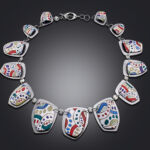 Necklace with tile pendants by artist Dawn Lombard