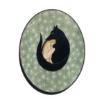 Wolf and woman painting on wood