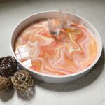 Pink and white tray by artist Jan Powers