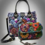 Two woven crochet handbags