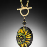 Necklace with sunflower pendant by artist Monique Perry